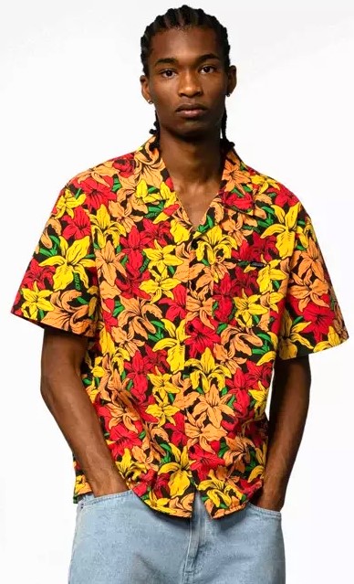 pánska košeľa SANTA CRUZ WOOTEN FLOWERS  RED/YELLOW