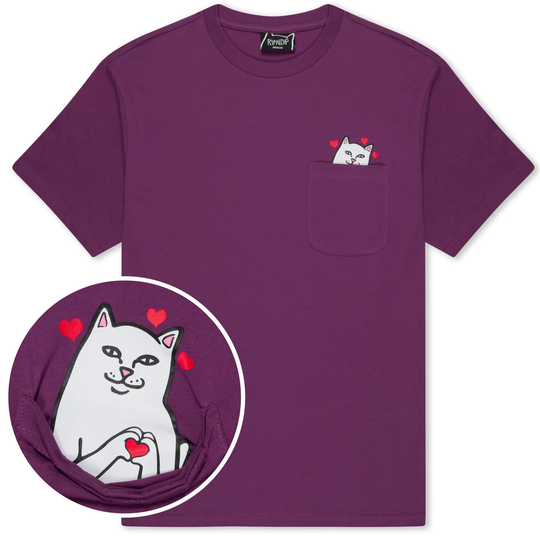 pánske tričko RIPNDIP NERMAL LOVES POCKET TEE PLUM