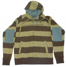 Electric zip hood brown beige stripe