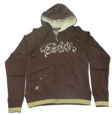 Electric brown zip hood wht logo