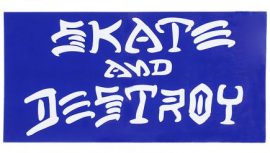 SKATE AND DESTROY LARGE STICKER BLUE WHITE