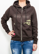 Electric zip hood brown front logo