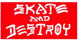 SKATE AND DESTROY LARGE STICKER RED WHITE