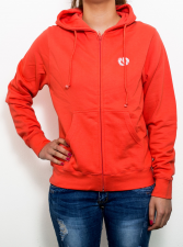 Electric pink zip hood logo wht
